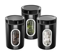 Ensemble 3 Boîtes Empilables pour Café Sucre Fenêtre Transparent Hermétique Cheffinger Noir