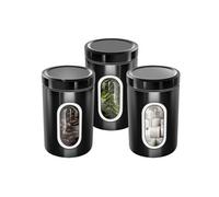 Ensemble 3 Boîtes Empilables pour Café Sucre Fenêtre Transparent Hermétique Cheffinger Noir