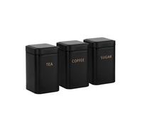Ensemble 3 Boîtes pour Thé Café Sucre 9x14,5cm Hermétique Cheffinger Noir