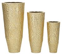 Ensemble 3 cache-pots Glasy dorés en fer à décoration travaillée