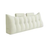 Ensemble 3 coussins rectangulaires et ronds velours rayé blanc 200 cm