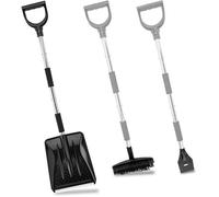 Ensemble 3-en-1 Unyqoos® pour l'entretien de la neige : pelle à neige, grattoir à glace et brosse à neige, réglable de 84 à 112 cm, manche en acier inoxydable, ABS avec bordure en aluminium, poids : 1
