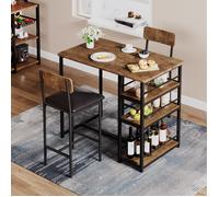 Ensemble 3 pièces 1 Table 2 chaises MDF métal laqué Cuisine Ensemble Table et chaises pour Salle à Manger-MARRON/NOIR