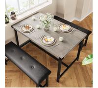Ensemble 3 pièces 1 Table 4 chaises MDF métal laqué Cuisine Ensemble Table et chaises pour Salle à Manger-GRIS