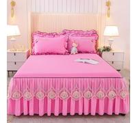 Ensemble 3 Pièces Uni Comprenant Jupe de Lit, Drap-Housse, Couvre-Lit et Protège-Matelas, Housse de Lit Double Couche Douce pour La Peau, Décoration D'hôtel/Chambre