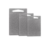 classbach® set di 3 taglieri in plastica, lavabili in lavastoviglie, tagliere da cucina con canale per il succo senza BPA in plastica PP, adatto agli alimenti, aspetto marmo grigio chiaro