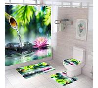 Ensemble 3 Tapis Salle De Bain 45X75Cm Lotus Tapis Antidérapant Microfibre Absorbant, Tapis De Douche + Contour WC