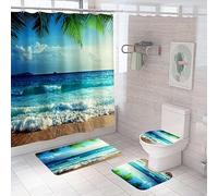 Ensemble 3 Tapis Salle De Bain 50X80Cm Plage Tapis Antidérapant Microfibre Absorbant, Tapis De Douche + Contour WC