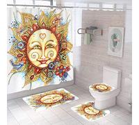 Ensemble 3 Tapis Salle De Bain 50X80Cm Soleil Tapis Antidérapant Microfibre Absorbant, Tapis De Douche + Contour WC