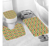 Ensemble 3 Tapis Salle De Bain Légumes Antidérapant Absorbant Tapis Toilette, Microfibre Tapis De Douche en Forme De U + Contour WC 50X80Cm