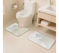 Ensemble 3 Tapis Salle De Bain Modèle Blanc Lait Antidérapant Absorbant Tapis Toilette, Microfibre Tapis De Douche en Forme De U + Contour WC 40X60Cm