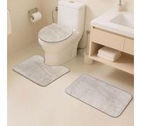 Ensemble 3 Tapis Salle De Bain Noir Et Blanc Antidérapant Absorbant Tapis Toilette, Microfibre Tapis De Douche en Forme De U + Contour WC 40X60Cm