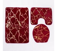 Ensemble 3 Tapis Salle De Bain Rouge Antidérapant Absorbant Tapis Toilette, Microfibre Tapis De Douche en Forme De U + Contour WC 45X75Cm