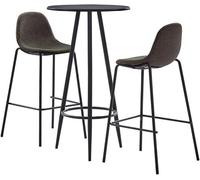 Ensemble 3-TLG : Table de bar ronde avec 2 tabourets de bar. Ensemble de table haute moderne pour cuisine et salle à manger. Table de bar de 60x107,5 cm et tabourets de bar en tissu gris foncé avec pi