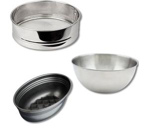Ensemble 3 Ustensiles Spécial Cuisson Pain Fackelmann Zenker, Bol 25cm, Tamis 18x5cm, Moule 26x16x9cm, Acier Inoxydable et Acier