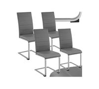 Chaises - TECTAKE - Lot de 4 chaises BETTINA rembourrées revêtement en cuir synthétique dossier ergonomique 41 x 52 x 99 cm - Gris