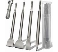Ensemble 4 de burins SDS Plus- manche rond, marteau lectrique, burin rond quatre pointes, burin incurv 142 x 250, burin plat extra l