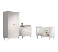 Ensemble 4 Pièces Billy blanc Lit Commode Plan À Langer Armoire Blanc G