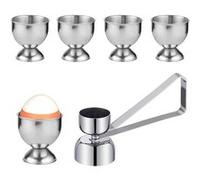 Ensemble 5 coquetiers et 1 ouvre-œuf en acier inoxydable acier inoxydable