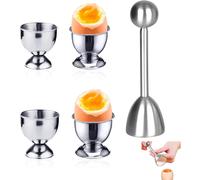 Ensemble 5 coquetiers et ouvre-œufs acier inox