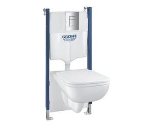 ensemble 5 en 1 chasse d'eau à encastrer - GROHE - Blanc - 1,13 m - Céramique - Cuvette de WC + Siège de WC + Plaque de déclenchement + Supports muraux