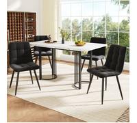 Ensemble 5pcs - Table extensible 140-179,5 cm - Plateau MDF - Piètement métal - Chaises velours noir