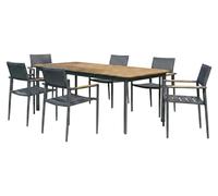 Ensemble 6/8 places en teck massif et aluminium Anthracite PIANA