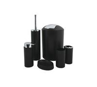 MSV France – Lot d'accessoires salle de bains Hannah – 6 pièces en PP – Noir – Design moderne