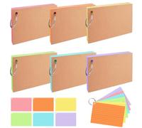 Ensemble 6 Pièces Flash Cards A8,Fiche Bristol,Fiches Perforées,Cartes Flash de Vocabulaire,Carte Couleu,Cartes D'apprentissage de Revision,Flashcards Feuilles de Suivi,D'étude en Papier Carte