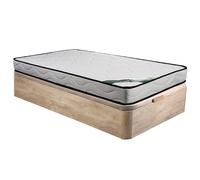Ensemble 90 x 190 cm sommier coffre naturel clair + matelas mousse et coutil bambou ép.15cm - KANANI de NATUREA