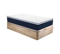 Ensemble 90 x 190 cm sommier coffre naturel clair + matelas ressorts ensachés et surmatelas intégré ép.24cm - ALTIER de YSMEE