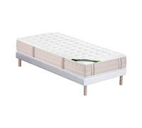 Ensemble 90 x 190 cm sommier tapissier + matelas ressorts ensachés 5 zones accueil mémoire de forme et coutil anti-punaises de lit ép.24 cm - VIREVO