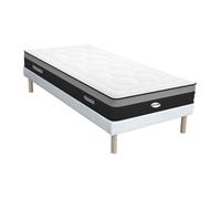 Ensemble 90 x 200 cm sommier + matelas hybride ressorts ensachés 7 zones et mémoire de forme ép.25cm - AMARANTE de NATUREA