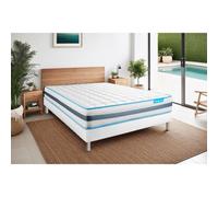 Ensemble 90x190 matelas BodyFlex ressorts ensaches et memoire de forme + sommier kit blanc