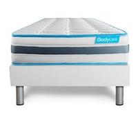 Ensemble 90x200 matelas BodyFlex ressorts ensaches et memoire de forme + sommier kit blanc