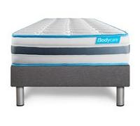 Ensemble 90x200 matelas BodyFlex ressorts ensaches et memoire de forme + sommier kit gris