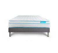 Ensemble 90x200 matelas BodyMax micro ressorts ensaches et memoire de forme + sommier kit gris