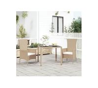 vidaXL Ensemble de jardin 3 pièces avec coussins Beige Poly Rattan
