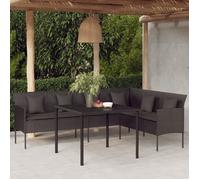 Ensemble à dîner de jardin et coussins 2pcs noir résine tressée-AKO7370392631483