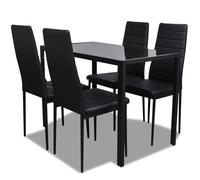 Ensemble à manger contemporain - vidaxl - 5 pièces - Noir - Verre trempé - Cuir artificiel - 105x60x74 cm - 43x50x96 cm