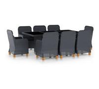 vidaXL Salon de jardin Ensemble 9 pièces en poly rotin avec coussins Gris foncé