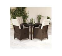 vidaXL Ensemble de jardin 5 pièces avec coussins Marron Poly rotin