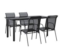 Ensemble à manger de jardin 5 pcs noir textilène et acier-AKO-7048518790887