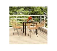 vidaXL Ensemble à manger de jardin 5pcs Résine tressée, ensemble de patio, ensemble bistro de jardin, ensemble de salle à 3157846 Or G