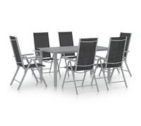 Ensemble à manger de jardin 7 pcs aluminium argenté et noir