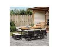 vidaXL Ensemble de jardin 11 pièces avec coussins Noir Poly Rattan