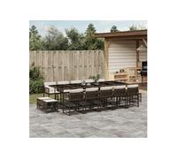 vidaXL Ensemble de jardin 15 pièces avec coussins Marron Poly rotin