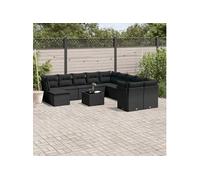 vidaXL Ensemble de 12 canapés de jardin avec coussins noir poly rotin