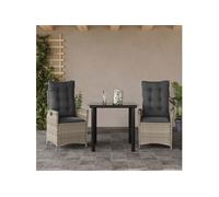 vidaXL Ensemble de jardin 3 pièces 3213284 Poly rotin avec coussins gris clair