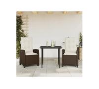 Ensemble à Manger de Jardin avec Coussins 3 pcs, Table et Chaises avec Dossier Réglable, Meubles d'Extérieur, 3212762